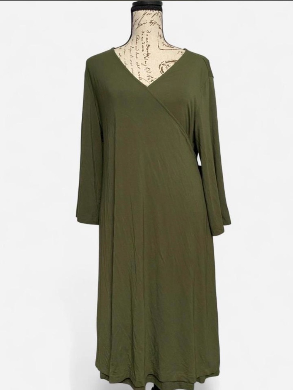 Caden Lane Olive Wrap-Front Midi Dress